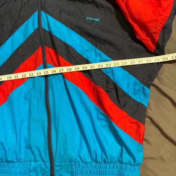 Vtg 90’s Spalding Windbreaker Jacket 2XL, Lined, full zip Blue Red Retro - Picture 6 of 8
